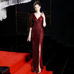 Banquet Elegant Long Long Sleeve Sequ Annual Meeting Aura Queen Fishtail Gown Formal Gown - Quality Home Clothing| Beauty