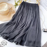 Mercerized Skirt Women Slim Fit Slimming Mid Length A line Skirt Embellished Elegant Summer Organza Skirt - Quality Home Clothing| Beauty