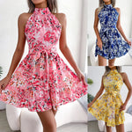 Spring Summer New Elegant Tied Ruffled Large Swing Floral Dress Women Clothing Tiered Dress - Quality Home Clothing| Beauty