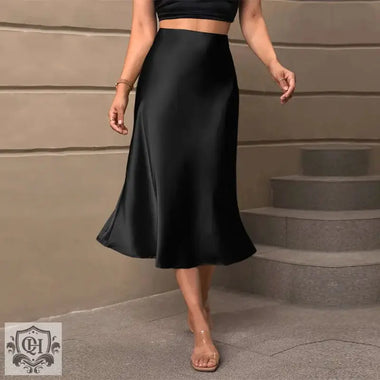 Autumn Winter Women Clothing Elegant Slimming Satin Skirt High Waist Sheath Mid Length Fishtail Skirt - Quality Home Clothing| Beauty