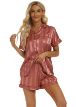 Jacquard Satin Homewear Pajamas Women's Suit Short Sleeve Shorts - Quality Home Clothing| Beauty