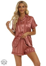 Jacquard Satin Homewear Pajamas Women's Suit Short Sleeve Shorts - Quality Home Clothing| Beauty