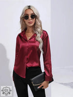 Satin Shirt Women Satin Artificial Silk Long Sleeve Shirt Spring Summer Women Clothing - Quality Home Clothing| Beauty