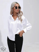 Satin Shirt Women Satin Artificial Silk Long Sleeve Shirt Spring Summer Women Clothing - Quality Home Clothing| Beauty