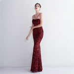 Bottom Sequin Suspender Party Sequined Dress Long Banquet Slim Fit Evening Dress Elegant - Quality Home Clothing| Beauty