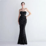 Bottom Sequin Suspender Party Sequined Dress Long Banquet Slim Fit Evening Dress Elegant - Quality Home Clothing| Beauty