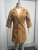 Button Collared Woolen Coat - Autumn Elegance - QH Clothing