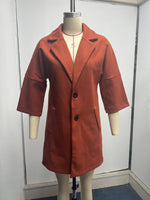 Button Collared Woolen Coat - Autumn Elegance - QH Clothing