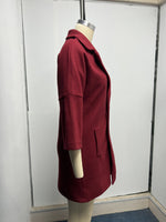 Button Collared Woolen Coat - Autumn Elegance - QH Clothing