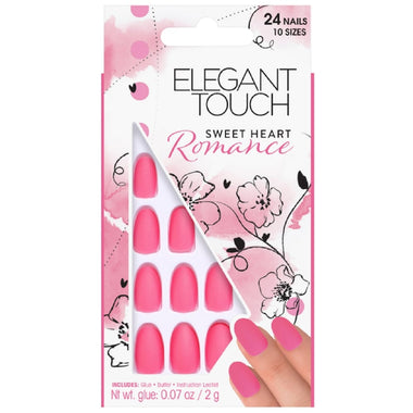 Elegant Touch Oval 24 False Nails with Glue - Sweet Heart Romance - Cosmetics