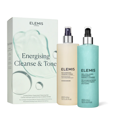 Elemis Energising Cleanse & Tone Duo 400ml Rehydrating Ginseng Toner + 400ml Pro-Collagen Energising Marine Cleanser