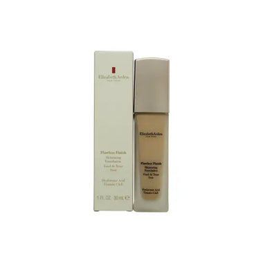 Beige Elizabeth Arden Flawless Finish Skincaring Foundation bottle with white box