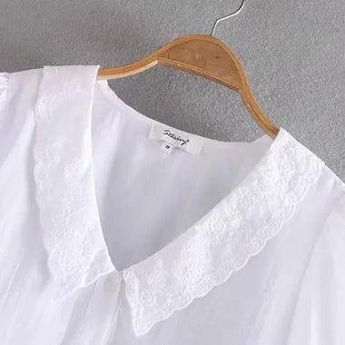 Eyelet Embroidered Collar French Shirt - Quality Home Clothing| Beauty