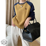 Contrast Raglan Love Pullover - QH Clothing