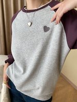 Contrast Raglan Love Pullover - QH Clothing