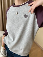 Contrast Raglan Love Pullover - QH Clothing