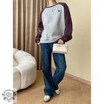 Contrast Raglan Love Pullover - QH Clothing