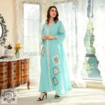 Muslim Cotton Linen Four Sides Sequin Embroidery Floral  Skin Color Loose Version Gown - Quality Home Clothing| Beauty