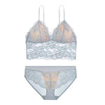 Embroidery Lace Wireless Bra Set - Clothing