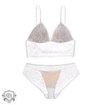 Embroidery Lace Wireless Bra Set - Clothing