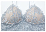 Embroidery Lace Wireless Bra Set - Clothing