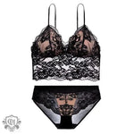 Embroidery Lace Wireless Bra Set - Clothing