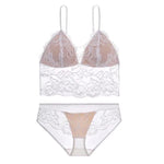 Embroidery Lace Wireless Bra Set - Clothing