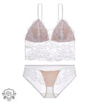 Embroidery Lace Wireless Bra Set - Clothing