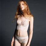 Embroidery Lace Wireless Bra Set - Clothing