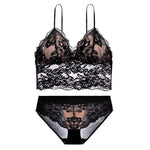 Embroidery Lace Wireless Bra Set - S / Black-Beauty Back Style - Clothing