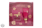 Pink Escada perfume gift set 30ml EDP and 50ml body lotion with gold rose designs