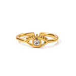 18K gold novel and trendy devil's eye inlaid zircon design versatile ring - QH Clothing