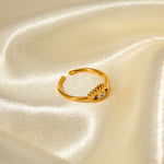 18K gold novel and trendy devil's eye inlaid zircon design versatile ring - QH Clothing