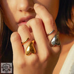 18k gold exaggerated personalized love wrap design open ring - QH Clothing