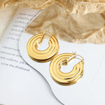 18K Gold Exaggerated Personality Multi-layer Surrounding Ring Design Light Luxury Earrings - QH Clothing