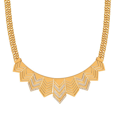 18K gold exaggerated personalized arrow inlaid zircon design versatile necklace - QH Clothing