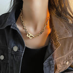 18K Gold Trendy Exaggerated Hip Hop Letter B Design Versatile Necklace - QH Clothing