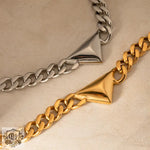 18k gold exaggerated triangle design necklace with Cuban chain - QH Clothing