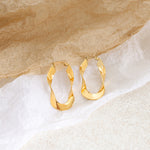 18K gold trendy exaggerated U-shaped twisted design simple wind earrings - QH Clothing