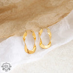 18K gold trendy exaggerated U-shaped twisted design simple wind earrings - QH Clothing