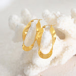 18K gold trendy exaggerated U-shaped twisted design simple wind earrings - QH Clothing