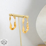 18K gold trendy exaggerated U-shaped twisted design simple wind earrings - QH Clothing