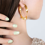 18K gold trendy exaggerated U-shaped twisted design simple wind earrings - QH Clothing