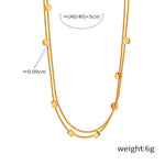 18K gold exquisite and fashionable double-layered versatile necklace with bead design - QH Clothing