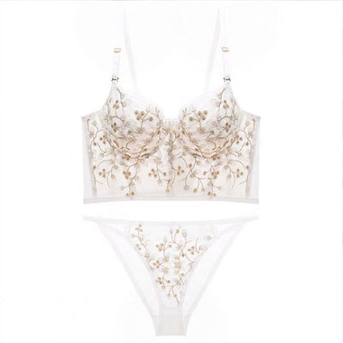 Exquisite Floral Lace Bra Set - Clothing