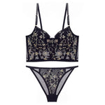 Exquisite Floral Lace Bra Set - S / Black - Clothing