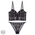 Exquisite Floral Lace Bra Set - S / Black - Clothing