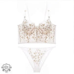 Exquisite Floral Lace Bra Set - S / White - Clothing