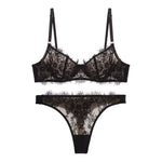 Eyelash Lace Bra Set - Clothing