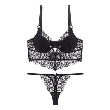 Eyelash Lace Bra Set - Clothing